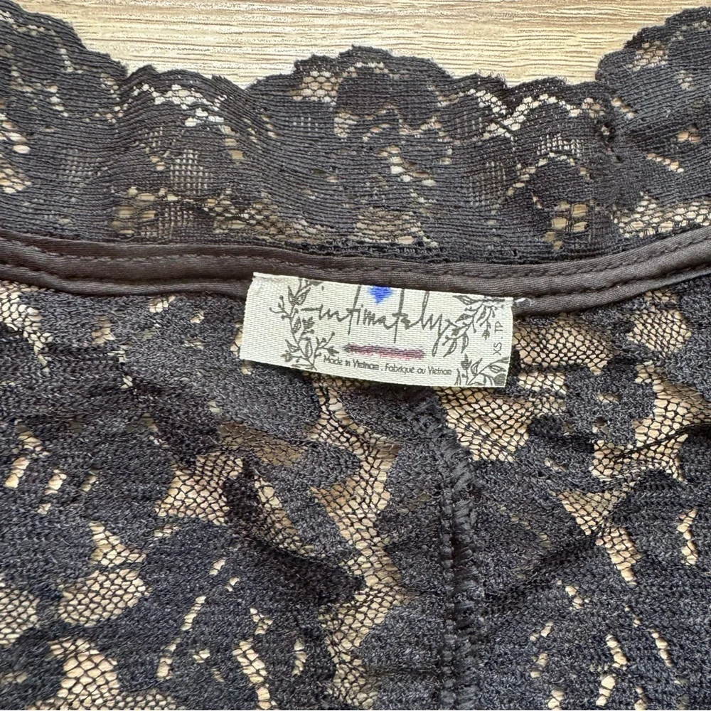 New Free People Daylight Long-Sleeve Lace Top Black XS
